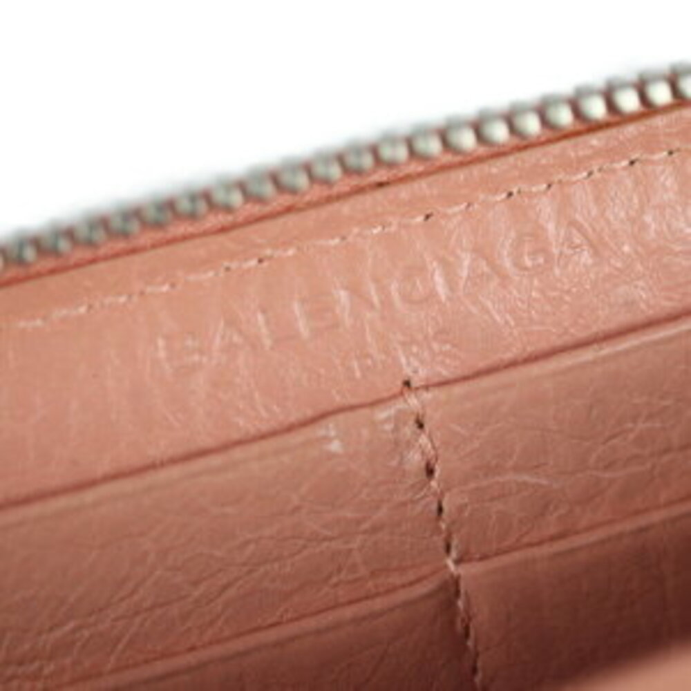 BALENCIAGA Long Wallet pink Beige Tan leather round zipper - Picture 8 of 8